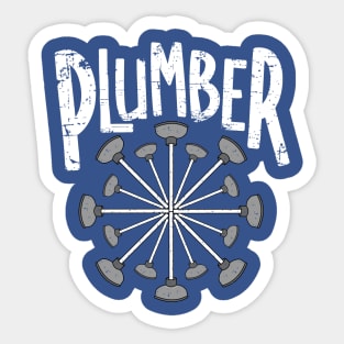 Plumber Toilet Plunger Circle White Text Sticker